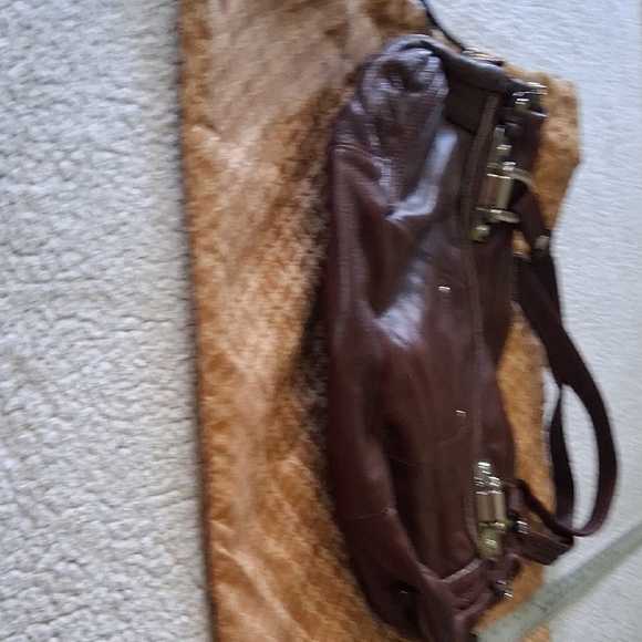 B. Makowsky Brown and Cream Shoulder Bag
